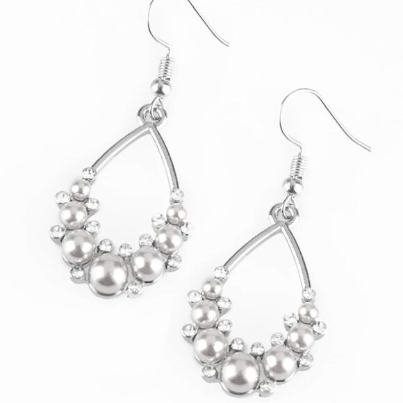 Paparazzi Jewelry Accessories - Fancy First - Silver Earrings - Vintage - Picture 2 of 4